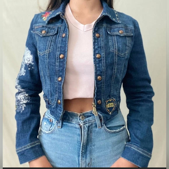 Y2K Enyce Cropped Denim Jacket Sz XL - Picture 6 of 13